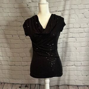 Inc. International Concepts Sequin Black Tee